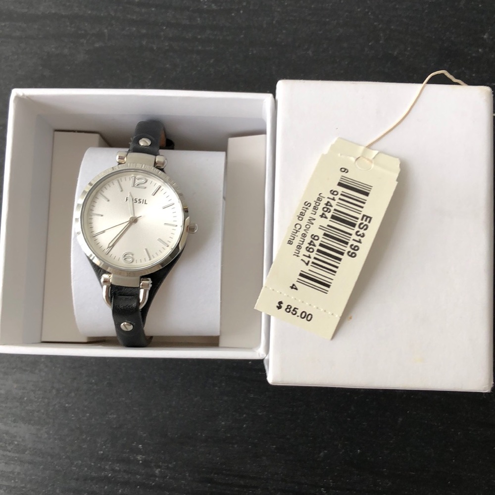 Black Leather Fossil Watch